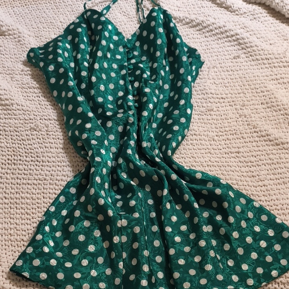 Victorias Secret Vintage Green Polka Dot Dress